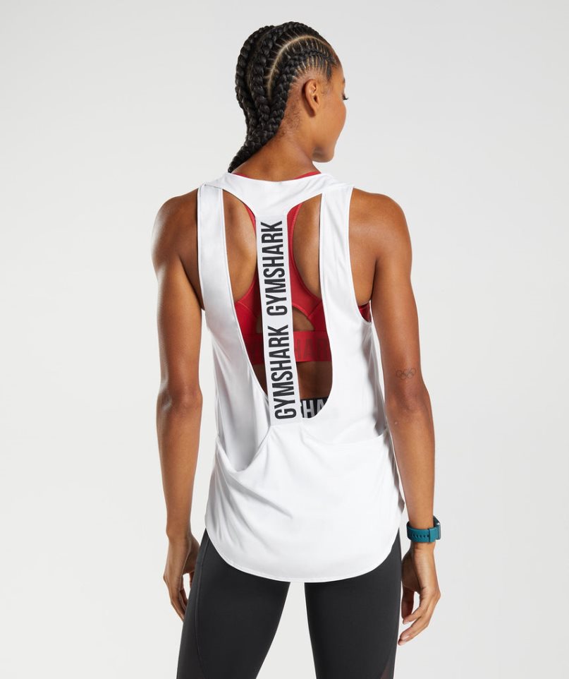 Women\'s Gymshark Training Brandmark Tanks White | CA 807ND3